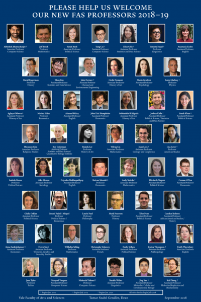 Poster with photos, names, titles, and affiliations of all new FAS ladder faculty for 2018-19 (click to download poster as PDF)