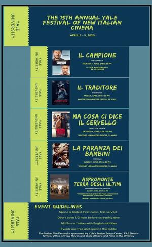 The Italian Studies department hosts an the annual Yale Festival of New Italian Cinema.