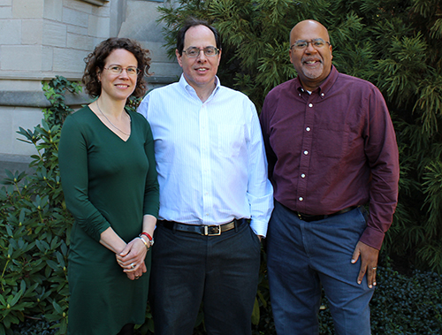 Photograph of Deans Amy Hungerford, Alan Gerber, and Paul Turner 