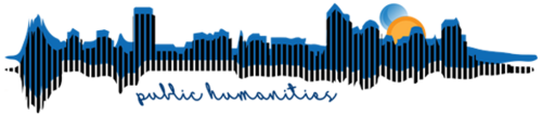 The logo of the Yale Public Humanities program shows the silhouette of a city skyline with "public humanities" written in script beneath.