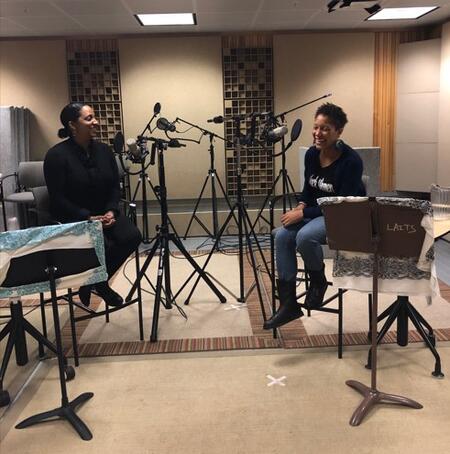 Christen Smith records an episode of her podcast Cite Black Women.