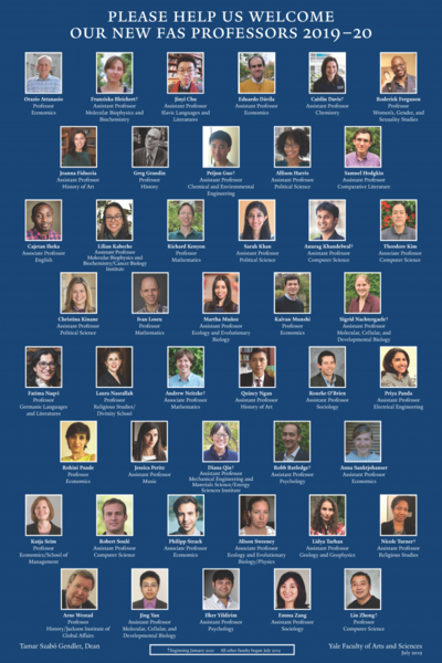 Poster with photos, names, titles, and affiliations of all new FAS ladder faculty for 2018-19 (click to download poster as PDF)
