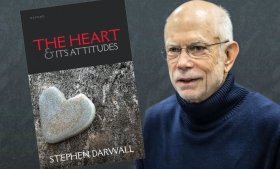 A portrait of Stephen Darwall alongside the cover of his book, The Heart & Its Attitudes.