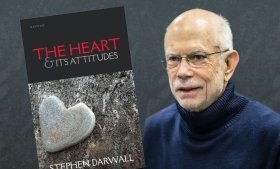 A portrait of Stephen Darwall alongside the cover of his book, The Heart & Its Attitudes.