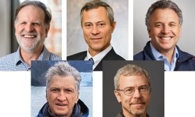 Five Yale professors were elected to the National Academy of Sciences for 2025. Top row, from left: Steven Berry, Gary Brudvig, and Jonathan Ellman. Second row: Leonid Glazman and Mark Hochstrasser.