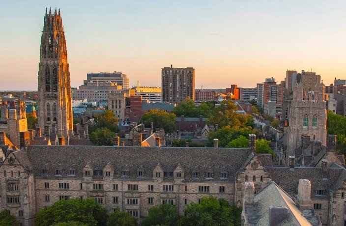 Yale campus in the evening