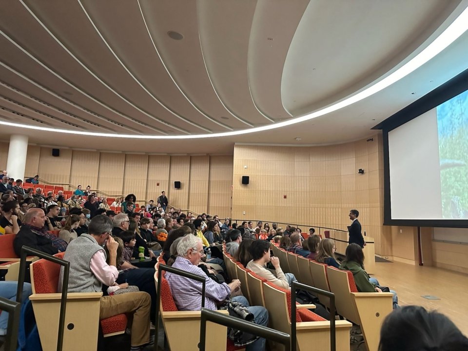 Advance screening of the Spielberg-produced Netflix miniseries Life on Our Planet, held in Yale’s Marsh Hall