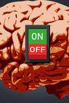 Stock image of a brain with an on and off switch