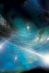artist rendering of gravitational waves in space