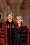 Professor Claire Bowern and Dean Lynn Cooley with two other faculty members. 