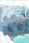 Map tracking different English dialects in the US
