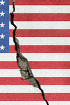 American flag with crack running through it